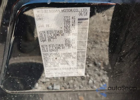 2018 Nissan Pathfinder Sl из США, поврежденный, VIN 5N1DR2MM5JC666959